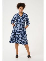 KAFFE curve Sukienka w kolorze błękitno-granatowym rozmiar: 44. Niebieskie sukienki damskie KAFFE curve, na co dzień, bez wzorów, z tkaniny, bez kołnierzyka, bez ramiączek, midi, proste. Za 113.99 zł.