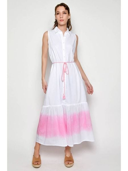 Tarifa Sukienka w kolorze biało-jasnoróżowym rozmiar: S. Białe sukienki damskie Tarifa, s, bez wzorów, z bawełny, bez kołnierzyka, bez ramiączek, maxi. Za 113.10 zł.