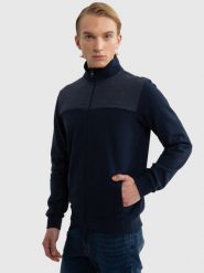 Bluza męska ze stójką granatowa Joe 403. Niebieskie bluzy bez kaptura męskie Big Star, l, z bawełny. Za 249.99 zł.