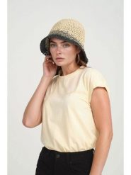 Lucky Bees Kapelusz przeciwsłoneczny w kolorze kremowo-czarnym rozmiar: onesize. Brązowe kapelusze damskie Lucky Bees, bez wzorów, z materiału. Za 73.99 zł.