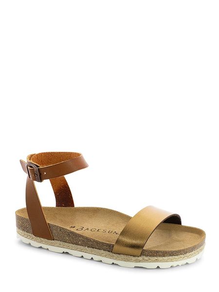 BACKSUN Skórzane sandały "Junin" w kolorze złoto-jasnobrązowym rozmiar: 40. Brązowe sandały damskie Backsun, bez wzorów, bez obcasa. Za 131.43 zł.