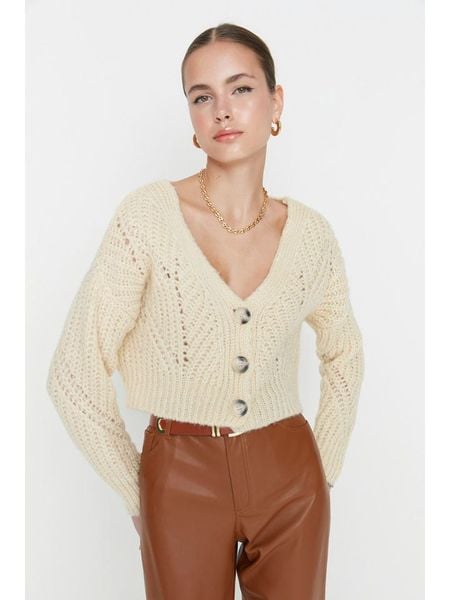 Trendyol Kardigan w kolorze żółtym rozmiar: S. Żółte kardigany damskie Trendyol, s, bez wzorów, ze splotem. Za 70.41 zł.