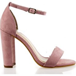 Sandały Różowe Z Klamerką (38). Czerwone sandały damskie Fashion, bez wzorów, z zamszu, bez obcasa, na słupku. Za 54.00 zł.