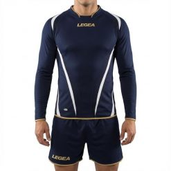 Mężczyzna Piłka Nożna Koszulka Długie Rękawy Poliester Niebiesko-Biały Model. Białe t-shirty sportowe męskie Legea, m, z bawełny, bez ramiączek, outdoorowe. Za 56.00 zł.