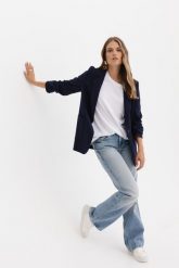 MARYNARKA NANCY GRANATOWA S - Flawless. Niebieskie marynarki i żakiety damskie Flawless, s, bez wzorów, biznesowe. Za 600.00 zł.