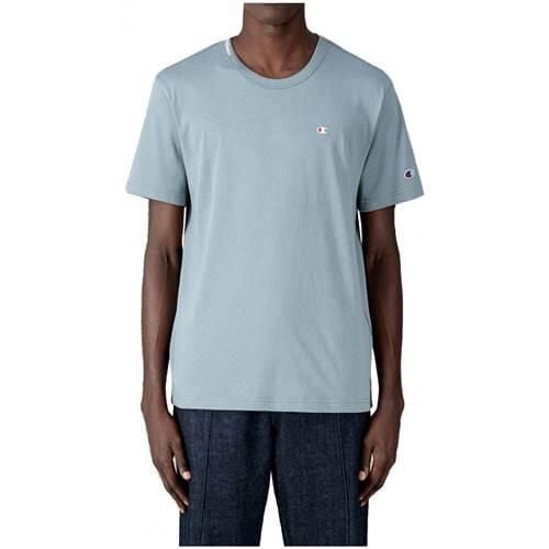 Koszulka sportowa męska Champion Basic C Logo Crewneck. Niebieskie t-shirty sportowe męskie CHAMPION, l, bez ramiączek. Za 157.00 zł.