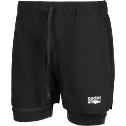 Szorty 2 w 1 Padel Mon Amour Pro. Czarne spodenki sportowe damskie PADEL MON AMOUR, bez wzorów, z bawełny, eleganckie. Za 196.00 zł.