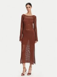 Fracomina Sukienka dzianinowa FS25SD5004K514O7 Brązowy Slim Fit. Brązowe sukienki damskie Fracomina, s, bez wzorów, z dzianiny, bez kołnierzyka, bez ramiączek. Za 349.99 zł.