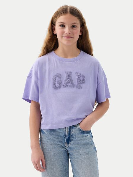 Gap T-Shirt 883128-01 Fioletowy Relaxed Fit. Fioletowe koszulki dziewczęce GAP, bez wzorów, z bawełny, bez ramiączek. Za 59.99 zł.