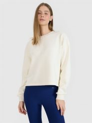 4F Bluza dresowa oversize nierozpinana bez kaptura damska - biała L. Białe bluzy bez kaptura damskie 4f, l, z bawełny. W wyprzedaży za 99.99 zł.