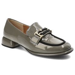 Szare Półbuty Artiker Eleganckie Obuwie Damskie. Szare półbuty damskie Artiker, bez wzorów, ze skóry, eleganckie, bez obcasa, na obcasie. Za 239.00 zł.