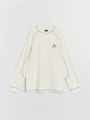 Prążkowana bluza crewneck - kremowy. Białe bluzy bez kaptura męskie Sinsay, l, prążkowane. Za 59.99 zł.