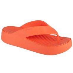 Japonki Crocs Gataway Platform Flip W 209410-84F pomarańczowe. Brązowe klapki damskie bez wzorów, z materiału, bez obcasa. Za 305.54 zł.