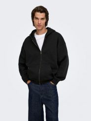 ONLY & SONS Bluza w kolorze czarnym rozmiar: L. Czarne bluzy z kapturem męskie Only & Sons, l, z bawełny. Za 119.95 zł.