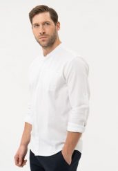 Bawełniana koszula, Regular Fit, K-BASTO. Białe koszule męskie Volcano, m, bez wzorów, z bawełny, bez kołnierzyka, bez ramiączek. Za 159.99 zł.