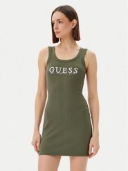 Guess Sukienka codzienna V5GK06 K8RT2 Zielony Slim Fit. Zielone sukienki damskie Guess, na co dzień, xs, z aplikacjami, z wiskozy, bez kołnierzyka, bez ramiączek, proste. Za 179.99 zł.
