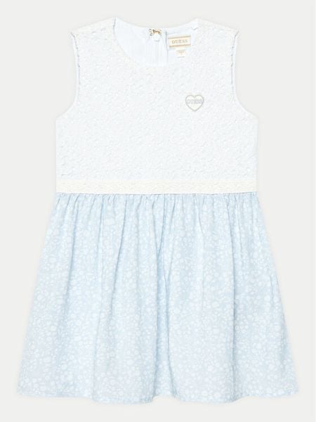 Guess Sukienka codzienna K5GK29 WH7F0 Biały Regular Fit. Białe sukienki dziewczęce Guess, z aplikacjami, z bawełny, bez ramiączek. Za 229.99 zł.