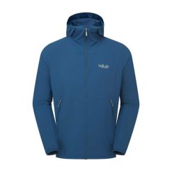 Kurtka softshellowa męska Rab Borealis Hoody z kapturem. Niebieskie kurtki męskie RAB, m, bez wzorów, z softshellu, sportowe, z kapturem. Za 404.99 zł.