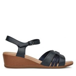 Sandały Lasocki. Niebieskie sandały damskie Lasocki, bez wzorów, bez obcasa, na koturnie. Za 111.99 zł.