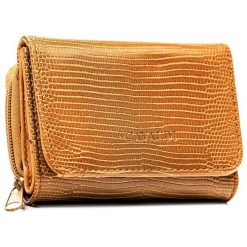 Mały, brązowy portfel damski ze skóry ekologicznej zamykany na suwak i zatrzask 4U Cavaldi A-206L-BL. Brązowe portfele damskie 4U Cavaldi, bez wzorów, ze skóry ekologicznej. Za 29.99 zł.