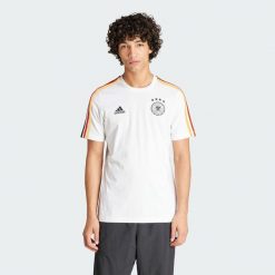 Koszulka Germany DNA 3-Stripes. Białe t-shirty sportowe męskie Adidas, s, z bawełny, bez ramiączek, do piłki nożnej. Za 179.05 zł.