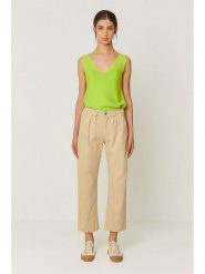 SKFK Spodnie "Amata" w kolorze beżowym rozmiar: 38. Brązowe spodnie materiałowe damskie SKFK, bez wzorów, z bawełny, z podwyższonym stanem. Za 304.99 zł.