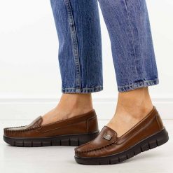 Brązowe skórzane mokasyny damskie Potocki 19427. Brązowe mokasyny damskie POTOCKI, z jeansu. Za 219.00 zł.