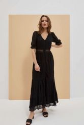 Sukienka maxi boho z koronką czarna. Czarne sukienki damskie MOODO, m, bez wzorów, z koronki, boho, bez kołnierzyka, bez ramiączek, maxi. W wyprzedaży za 99.99 zł.