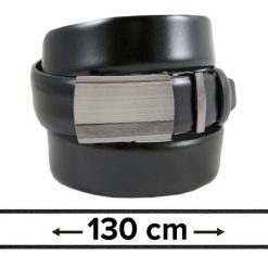 Pasek Czarny do Spodni 130 cm, Automatyczna Klamra, Skórzany, Elegancki -VICTORIO. Czarne paski męskie Victorio, bez wzorów, ze skóry, eleganckie. Za 99.00 zł.