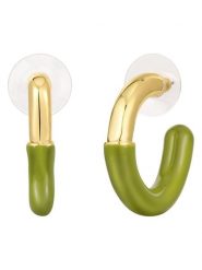 Yokoamii Pozłacane kolczyki-półkreole rozmiar: onesize. Zielone kolczyki damskie Yokoamii, metalowe. Za 34.99 zł.