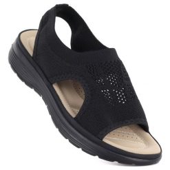 Sandały damskie komfortowe czarne Unisoft 5769. Czarne sandały damskie Unisoft, bez wzorów, z tkaniny, bez obcasa. Za 109.99 zł.