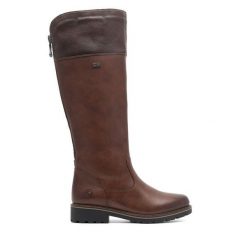 Kozaki Remonte. Brązowe kozaki damskie Remonte, bez obcasa, na płaskiej podeszwie. Za 495.00 zł.