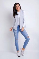 Szara Kamizelka Dzianinowa bez Zapięcia z Klapami. Szare kamizelki damskie Awama, l, z bawełny. Za 174.90 zł.