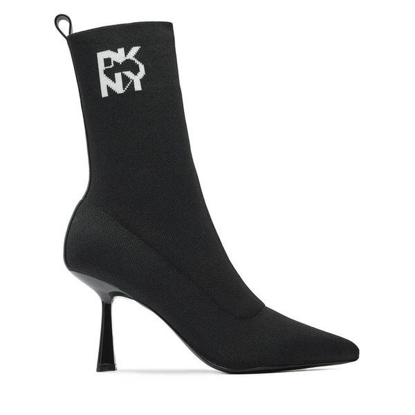 Botki DKNY. Czarne botki damskie DKNY, bez obcasa, na szpilce, bez zapięcia. Za 569.99 zł.