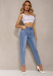 Niebieskie Jeansy Skinny Ozdobione Przedarciami Anacisua. Niebieskie jeansy damskie Renee. Za 89.99 zł.