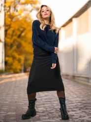 Sweter - granatowy. Niebieskie swetry klasyczne damskie Sinsay, l, bez kołnierzyka. Za 59.99 zł.