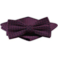 Mucha Męska z Poszetką - Alties - Czerwono Granatowa, Wzór Geometryczny. Czerwone krawaty i muchy męskie Alties, bez wzorów, eleganckie. Za 54.00 zł.