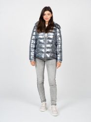 Guess Kurtka Bomberka | W2BL26 WEWC0 | Kobieta | Srebrny. Szare kurtki damskie Guess, m, z aplikacjami, z materiału, z kapturem. W wyprzedaży za 549.00 zł.