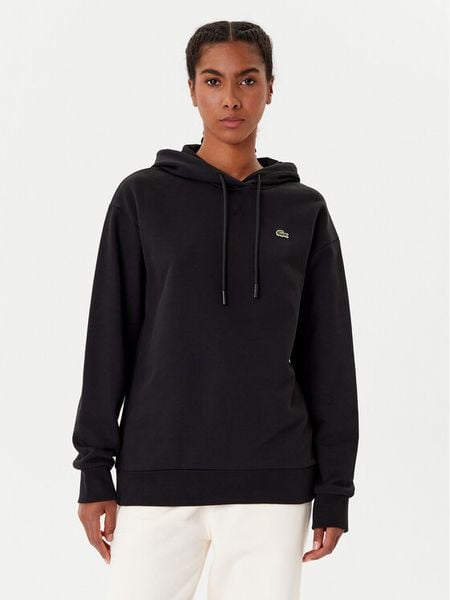 Lacoste Bluza SF7612 Czarny Oversize. Czarne bluzy bez kaptura damskie Lacoste, z bawełny. Za 539.99 zł.