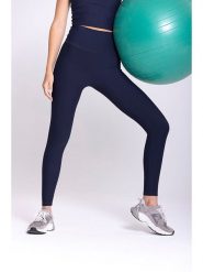 Onamaste Legginsy sportowe "Lotus" w kolorze granatowym rozmiar: S/M. Niebieskie legginsy damskie Onamaste, m, bez wzorów, z materiału. Za 132.67 zł.