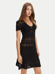 TWINSET Sukienka dzianinowa 251TT3212 Czarny Slim Fit. Czarne sukienki damskie Twinset, na co dzień, l, bez wzorów, z dzianiny, bez kołnierzyka, bez ramiączek, proste. Za 699.99 zł.
