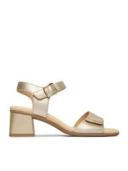 Remonte Sandały CEO-D1K54-90 Złoty. Żółte sandały damskie Remonte, bez wzorów, ze skóry, bez obcasa, na słupku. Za 379.99 zł.