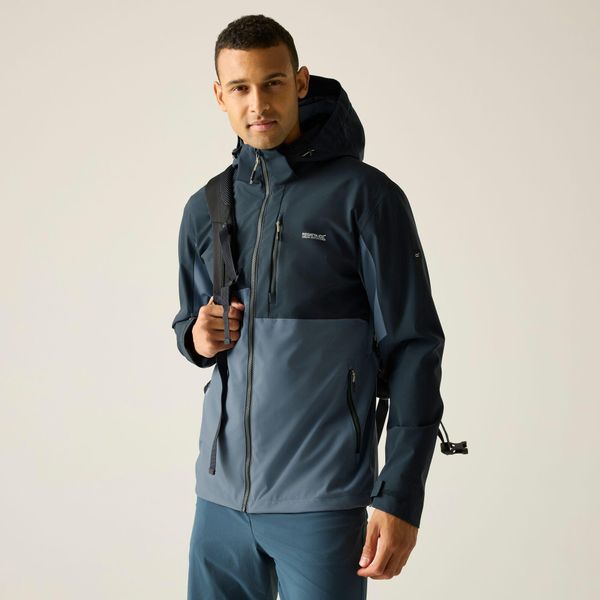 Męska wodoodporna kurtka turystyczna Bosfield Panelled z kapturem. Niebieskie kurtki męskie Regatta, m, bez wzorów, z materiału, z kapturem. Za 429.99 zł.