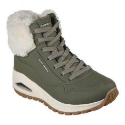 Buty do chodzenia damskie Skechers Rugged. Zielone buty sportowe na co dzień damskie Skechers, bez wzorów, z materiału, trekkingowe. Za 399.99 zł.