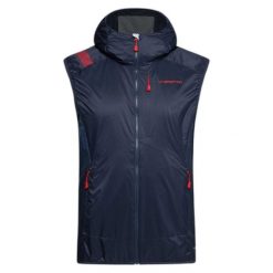 Kardigan bez rękawów La Sportiva Across Lite. Niebieskie kardigany męskie La Sportiva, l, bez wzorów, z materiału, bez kołnierzyka. Za 615.50 zł.