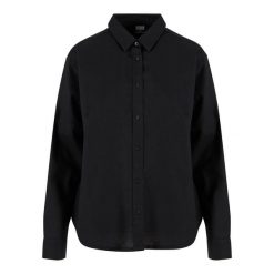 Oversize koszula z mieszanki lnu dla kobiet Urban Classics. Czarne koszule damskie Urban Classics, na lato, bez wzorów, eleganckie, bez kołnierzyka, bez ramiączek. Za 206.00 zł.