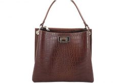 Listonoszka skórzana BARBERINI'S croco brązowa 795/1-6. Brązowe shopper bag damskie Barberinis, bez wzorów, ze skóry, do ręki, bez dodatków. Za 339.99 zł.