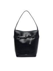 Calvin Klein Torebka Buckle Medium Bucket LV04F3551G Czarny. Czarne torebki klasyczne damskie CALVIN KLEIN, bez wzorów, ze skóry, bez dodatków. Za 649.99 zł.
