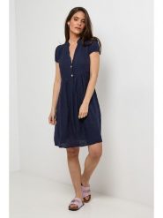 Le Monde du Lin Lniana sukienka w kolorze granatowym rozmiar: 40/42. Niebieskie sukienki damskie Le Monde du Lin, bez wzorów, ze lnu, bez kołnierzyka, bez ramiączek, midi. Za 165.99 zł.