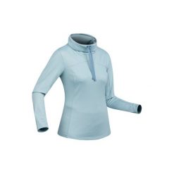 Koszulka turystyczna długi rękaw SH100 warm damska. Czarne t-shirty damskie QUECHUA, s, bez wzorów, z materiału, bez kołnierzyka. Za 39.99 zł.